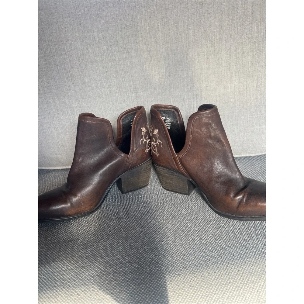 Musse & Cloud Ashila Ankle Boots Womens Size 7 EUR 38 Brown Leather Side Cutouts - Picture 5 of 11